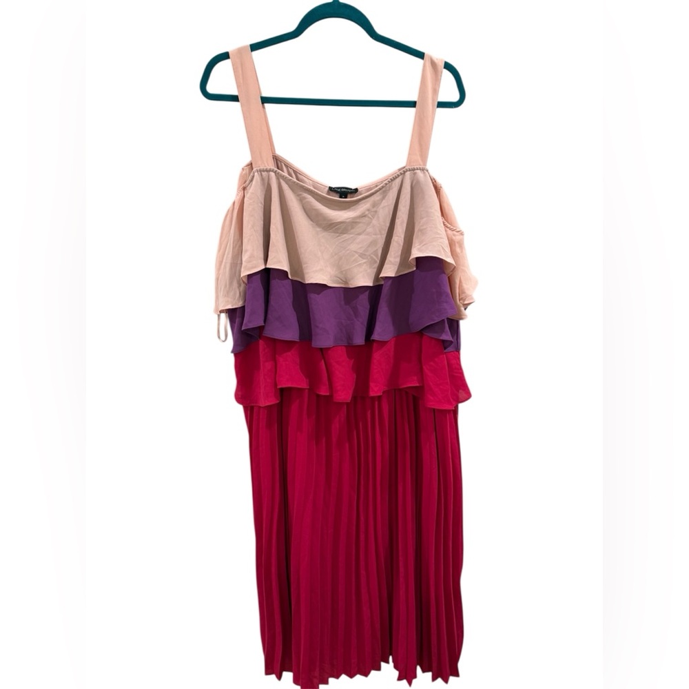 NEW Lane Bryant Magenta Pleated Tier Ruffle Bodice Dress ~ Size 26